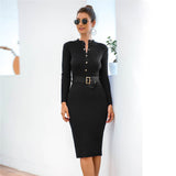 Fashion Women's Sexy Turtleneck Bodycon Solid Slim Dress