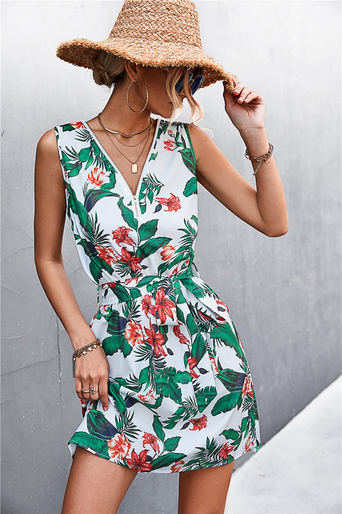 2022 Women Summer Elegant Boho Leaf Floral Mini Dress – Ncocon