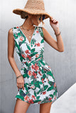 Women Summer Elegant Boho Leaf Floral Mini Dress