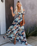 Women Summer Sexy Split Vacation Beach Boho Floral Dresses