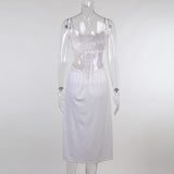 Women Summer Spaghetti Strap Backless Sexy Midi Dress