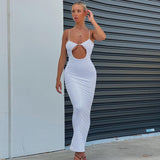 Summer Elegant Sleeveless Sexy Hollow Out Backless Maxi Dress