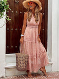 Boho Lace V Neck Sundress Elegant Party Dress