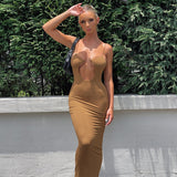 Summer Elegant Sleeveless Sexy Hollow Out Backless Maxi Dress
