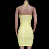 Women Summer Elegant Hollow Sexy Backless Sleeveless Kintted Dress