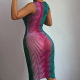 Summer Sleeveless Mesh Patchwork Color Party Club Dresses
