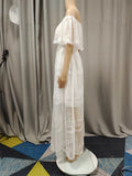 Pure Color One Shoulder High Waist Lace  Dresses
