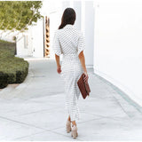 Casual Holiday Turndown Collar Summer Polka Dots Women Dress
