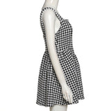 Summer Sexy Sleeveless Strap Houndstooth Elegant Mini Dress
