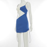 Fashion Backless Spaghetti Strap V Neck Club Party Mini Dresses