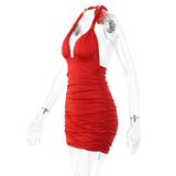 Summer Short Halter Fairyshely Sexy Ruffle V Deep Evening Party Dress