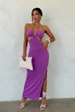 Women Summer Sexy Sleeveless Halter Backless Hollow Out Dress