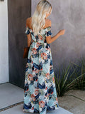 Women Summer Sexy Split Vacation Beach Boho Floral Dresses