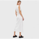 Sleeveless Slim Office Ladies O-Neck Orange Hollow Out Dresses