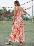 New Cake Dress Elastic Strap Pink Print Swing Dress