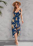 Sexy Fashion Elegant Casual Backless Slip Printing Sleeveless with Slit Party Clothing