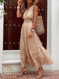 Boho Lace V Neck Sundress Elegant Party Dress