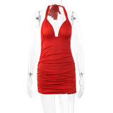 Summer Short Halter Fairyshely Sexy Ruffle V Deep Evening Party Dress