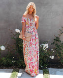Women Summer Sexy Split Vacation Beach Boho Floral Dresses