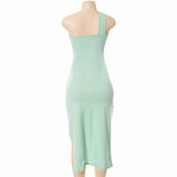 Women Twist Irregular Split Clothes Hollow Out Sexy Midi Dress