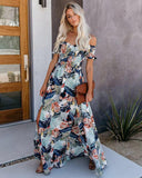 Women Summer Sexy Split Vacation Beach Boho Floral Dresses