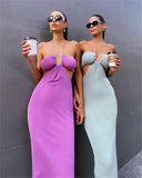 Women Summer Sexy Sleeveless Halter Backless Hollow Out Dress