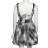 Summer Sexy Sleeveless Strap Houndstooth Elegant Mini Dress