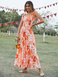 New Cake Dress Elastic Strap Pink Print Swing Dress