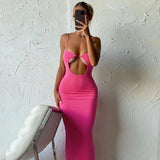 Summer Elegant Sleeveless Sexy Hollow Out Backless Maxi Dress