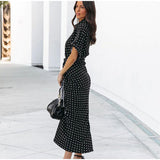 Casual Holiday Turndown Collar Summer Polka Dots Women Dress