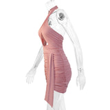 Backlesses Sleeveless Hollow V Neck Evening Party Club Ruffles Dresses