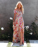 Women Summer Sexy Split Vacation Beach Boho Floral Dresses