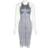 Summer Fashion Stitching Sleeveless Skinny Blocking Mini Dresses