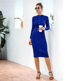 Fashion Women's Sexy Turtleneck Bodycon Solid Slim Dress