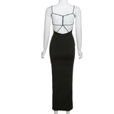 Summer Elegant Sleeveless Sexy Hollow Out Backless Maxi Dress