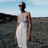 Summer Fashion Stitching Sleeveless Skinny Blocking Mini Dresses