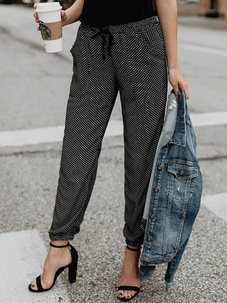 Amazing Polka-Dot Belted Pants Bottoms