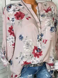 V-neck Floral Long Sleeves Blouses&shirts Tops