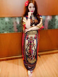 Fashion Floral Half Sleeve V Neck Maxi Dress