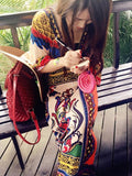 Fashion Floral Half Sleeve V Neck Maxi Dress