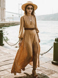 Unique Summer Bohemia Polka-dot V Neck Maxi Dress