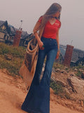 Leg Shredded Bell-Bottom Pants