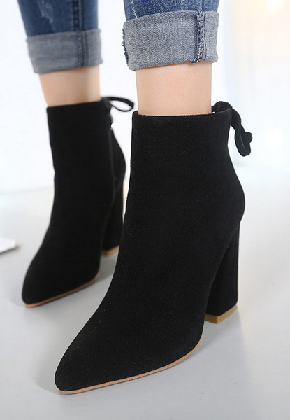 Cheap Ankle Boots Bandage Thick High-heeled Shoes For Ladies Martin Bo ...