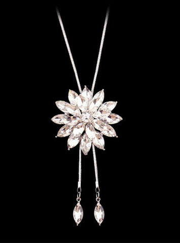 Zircon Snowflake Long Necklace Sweater Chain 