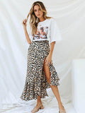 Delicate Leopard Empire Split-side Bust Skirt
