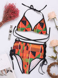 High Waist Triangle Halter String Print Bikini Swimwear Swimsuit