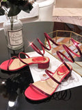 Red Convolved Crystal Sandals