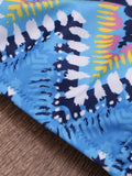 Printed Flower High Neck Halter Striped Bikini For Swimwear