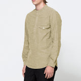 Stripe Solid Color Long Sleeve Casual Stand Collar T-Shirt for Men