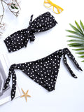  Front Strapless Bowknot String Polka Dot Tie Bikinis Swimsuits 